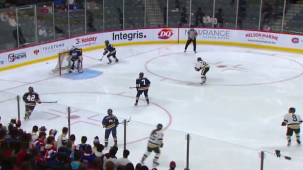 Screen shot from Class 2A state girls hockey quarterfinal between Rosemount and Andover on Thursday, Feb. 22, 2024, at Xcel Energy Center in St. Paul, Minn., via PrepSpotlight.TV broadcast.